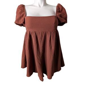 Princess Polly Milkmaid Top 10 Babydoll Puff Sleeve Square Neck Cottagecore Boho